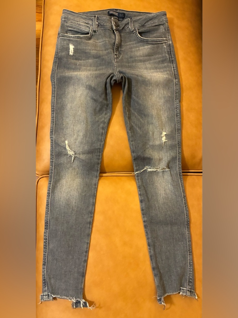 Zara Charcoal Gray Ripped Skinny Jeans